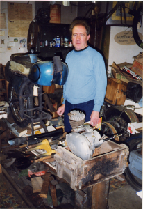 David Hamer with the Fox Cub in his cellar.